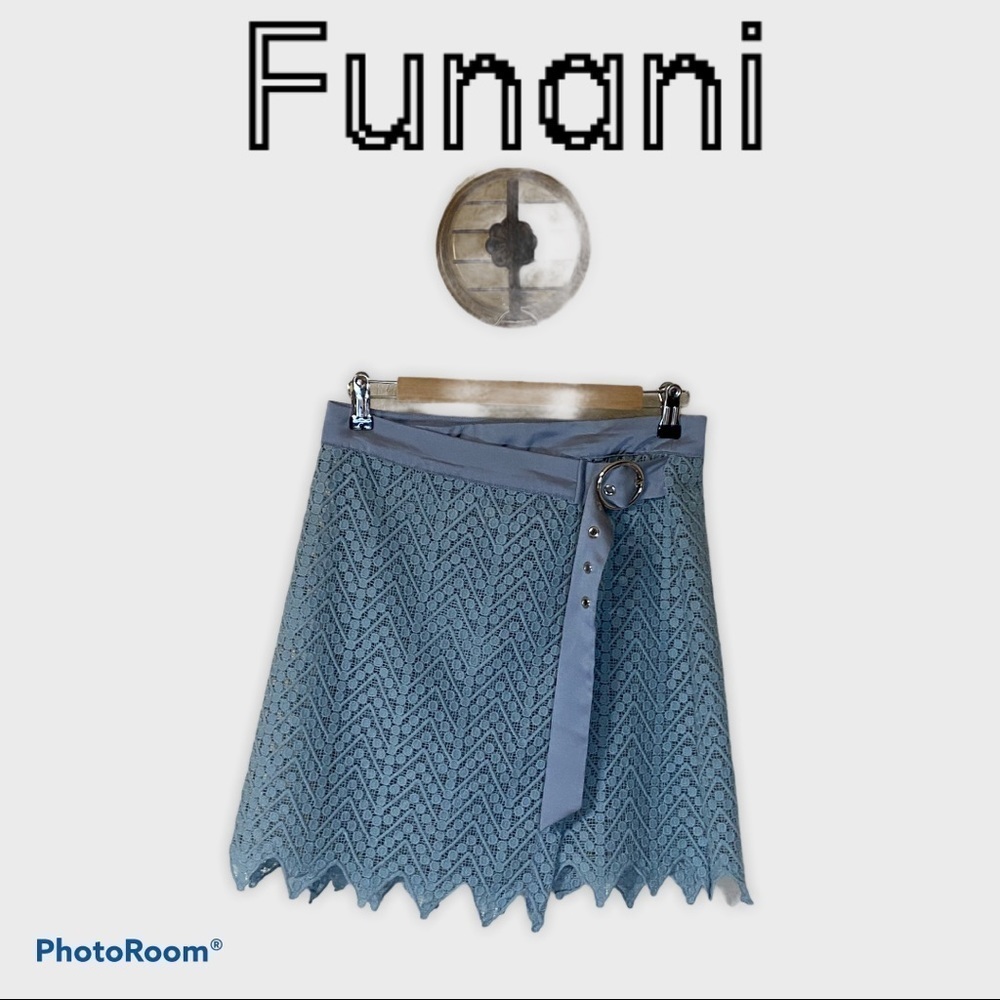 Funani Blue grey Lace Wrap Around Skirt (XL)